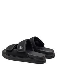 Calvin Klein Jeans Klapki Double Bar Sandal Mtl YM0YM01020 Czarny. Kolor: czarny. Materiał: materiał #3