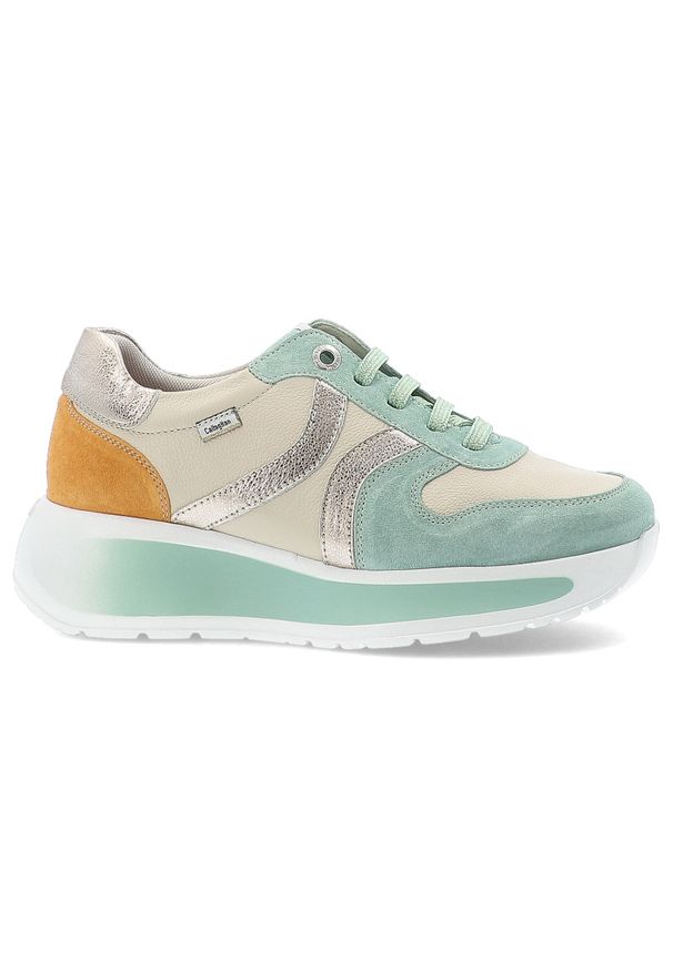 Zielone Sneakersy Callaghan Modne Obuwie Damskie Na Platformie. Kolor: zielony. Materiał: skóra, zamsz. Szerokość cholewki: normalna. Obcas: na platformie. Styl: elegancki