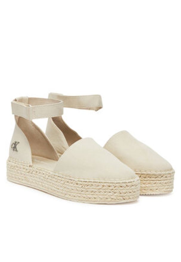 Calvin Klein Jeans Espadryle Flatform Espadrille Sling Mg YW0YW01735 Beżowy. Kolor: beżowy. Materiał: materiał