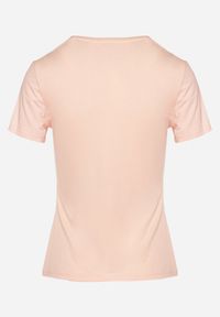 Born2be - Jasnoróżowy Bawełniany T-shirt z Nadrukiem Nellphine. Okazja: na co dzień. Kolor: różowy. Materiał: bawełna. Wzór: nadruk. Styl: casual, klasyczny, elegancki #7
