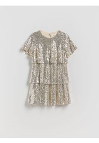 Reserved - Cekinowa sukienka - złoty. Kolor: złoty. Materiał: dzianina #1