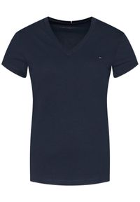 TOMMY HILFIGER - Tommy Hilfiger T-Shirt Heritage V-Neck Tee WW0WW24969 Granatowy Regular Fit. Kolor: niebieski. Materiał: bawełna