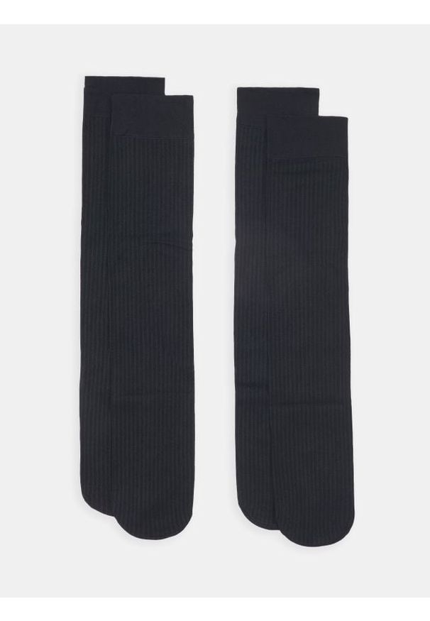 Sinsay - Prążkowane skarpetki 2 pack - czarny. Kolor: czarny. Materiał: prążkowany