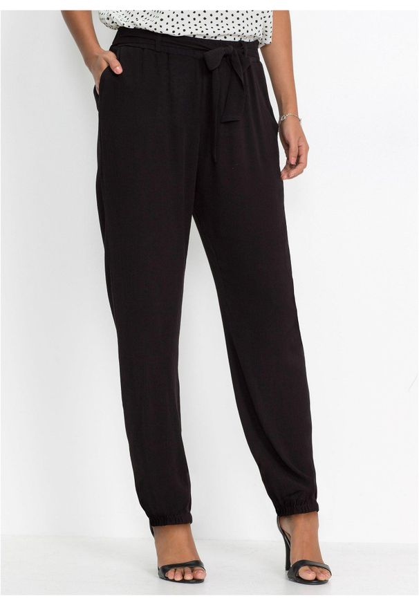 bonprix - Spodnie. Kolor: czarny. Materiał: materiał