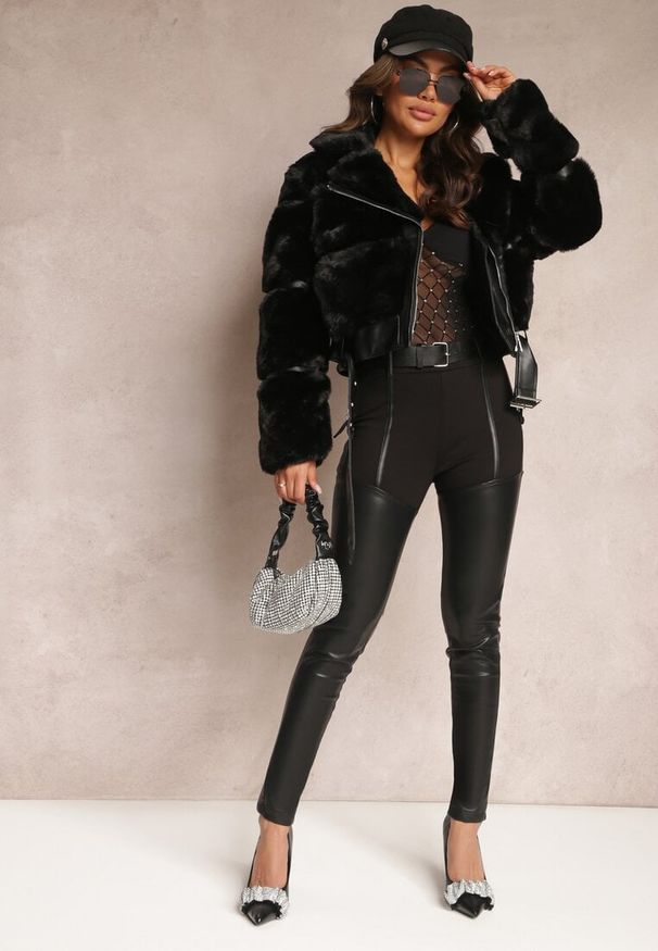 Renee - Czarna Kurtka z Futerkiem Shetty. Kolor: czarny. Materiał: futro