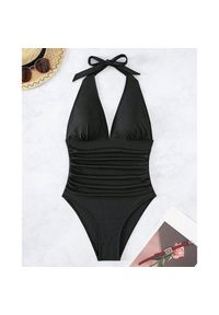 Intica - Kostium kąpielowy zakładany na szyję na plażę i basen Georgann. Kolor: czarny. Materiał: materiał