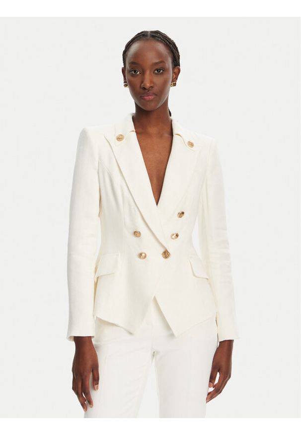Elisabetta Franchi Marynarka GI-162-52E2-V760 Biały Regular Fit. Kolor: biały. Materiał: wiskoza
