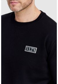 Valentino Garavani - VALENTINO GARAVANI Czarna bluza męska z logo vltn, Rozmiar XL. Kolor: czarny. Materiał: prążkowany. Wzór: aplikacja