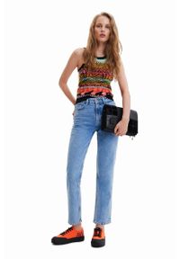Desigual jeansy damskie high waist. Stan: podwyższony. Kolor: niebieski #2