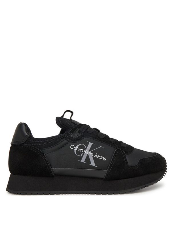 Calvin Klein Jeans Sneakersy Runner Sock Laceup Ny-Lth Wn YW0YW00840 Czarny. Kolor: czarny. Materiał: materiał