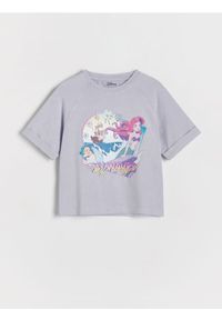 Reserved - T-shirt z nadrukim Mała Syrenka - jasnoszary. Kolor: szary. Materiał: bawełna