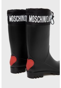 Love Moschino Kalosze damskie kolor czarny. Nosek buta: okrągły. Kolor: czarny. Materiał: guma #3