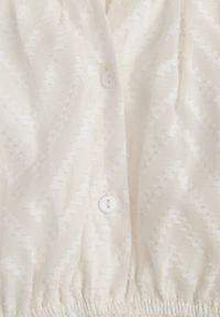 Born2be - Jasnobeżowa Rozkloszowana Sukienka Mini z Bufiastymi Rękawami i Falbanką Illathi. Kolor: beżowy. Materiał: materiał. Wzór: aplikacja. Długość: mini #2