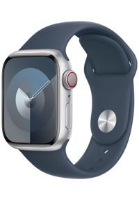 APPLE - Smartwatch Apple Watch 9 GPS+Cellular 45mm aluminium Srebrny | Sztormowy Błękit pasek sportowy M/L. Rodzaj zegarka: smartwatch. Kolor: srebrny. Materiał: materiał. Styl: sportowy #1