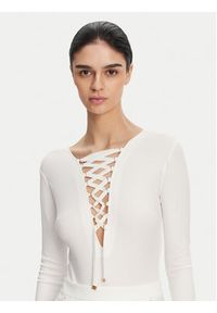 Elisabetta Franchi Body BO-019-51E2-V350 Biały Slim Fit. Kolor: biały. Materiał: wiskoza #5