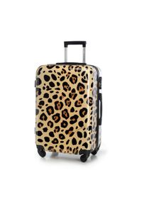 Wittchen - Średnia walizka z ABS-u z nadrukiem beżowo-brązowa. Kolor: brązowy, beżowy, wielokolorowy. Materiał: guma. Wzór: nadruk. Styl: wakacyjny