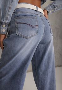 Renee - Niebieskie Jeansy High Waist Szerokie Astista. Okazja: na co dzień. Stan: podwyższony. Kolor: niebieski. Styl: casual, street #2