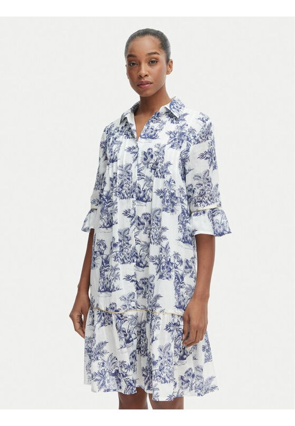 Iconique Sukienka koszulowa IC25-076 Biały Relaxed Fit. Kolor: biały. Materiał: bawełna. Typ sukienki: koszulowe