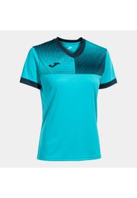 Damska Koszulka Joma Eco Supernova - Fluor Turkusowy/Navy. Kolor: niebieski. Materiał: poliester. Sport: piłka nożna