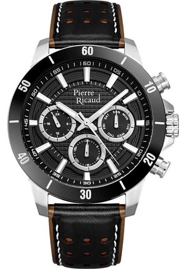 Zegarek Pierre Ricaud Zegarek męski Pierre Ricaud P60028.5217QF czarny. Kolor: czarny