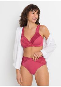 bonprix - Figi maxi (2 pary). Kolor: różowy. Materiał: koronka, poliamid. Wzór: koronka, kwiaty