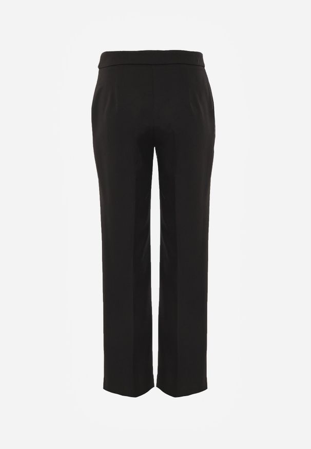 Born2be - Czarne Garniturowe Spodnie VICES na Kant z Wszytym Paskiem z Klamrą Azivore. Okazja: na spotkanie biznesowe, na co dzień. Kolor: czarny. Styl: biznesowy, casual, elegancki