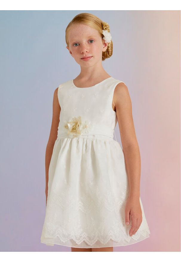 Abel & Lula Sukienka elegancka 5022 Biały Regular Fit. Kolor: biały. Materiał: bawełna. Styl: elegancki