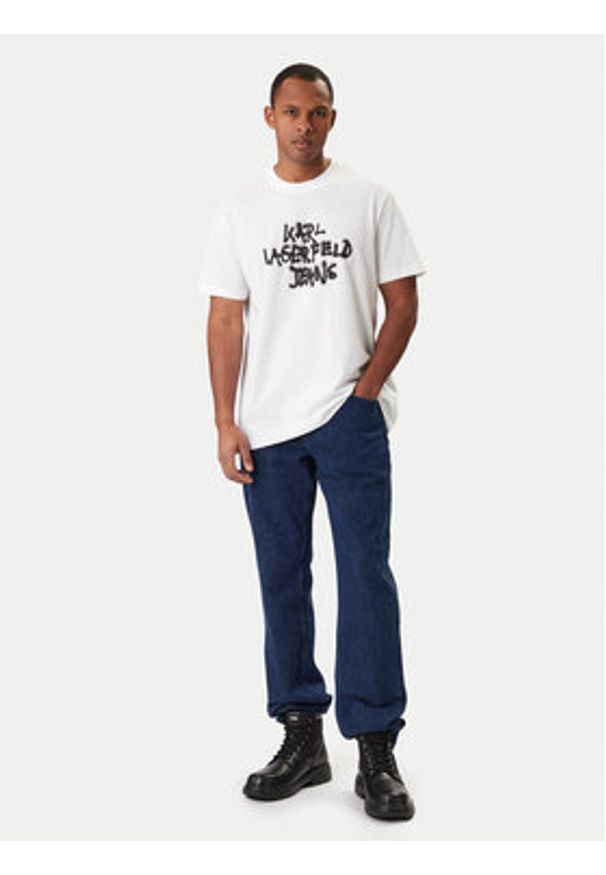 Karl Lagerfeld Jeans T-Shirt B1M17065 Biały Regular Fit. Kolor: biały. Materiał: bawełna