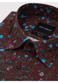 Pako Lorente - PAKO LORENTE – Bordowa koszula w kwiaty. Kolor: czerwony. Materiał: elastan, bawełna. Długość rękawa: długi rękaw. Długość: długie. Wzór: kwiaty #3