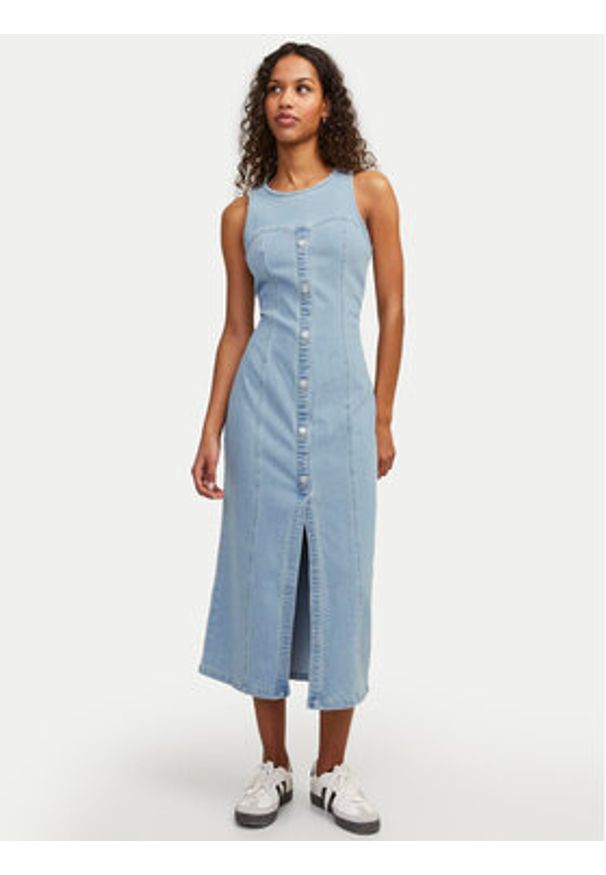 JJXX Sukienka jeansowa Tinga 12268941 Niebieski Slim Fit. Kolor: niebieski. Materiał: bawełna