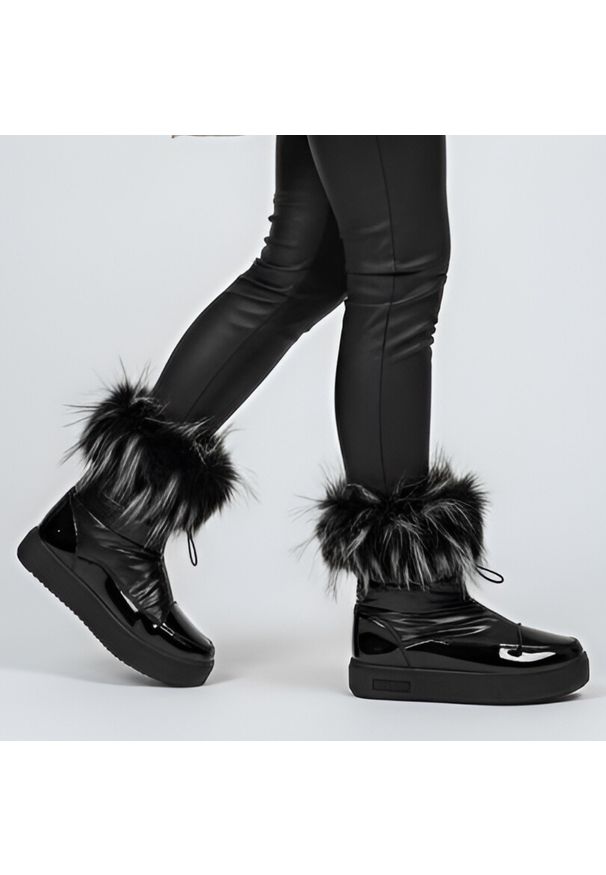 Big-Star - Czarne Śniegowce Big Star Ocieplane Buty Damskie. Okazja: na spacer. Kolor: czarny. Materiał: futro, skóra ekologiczna, syntetyk. Szerokość cholewki: normalna. Sezon: zima