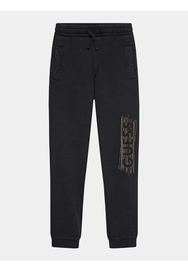 Guess Spodnie dresowe L3BQ12 KAD74 Czarny Relaxed Fit. Kolor: czarny. Materiał: bawełna