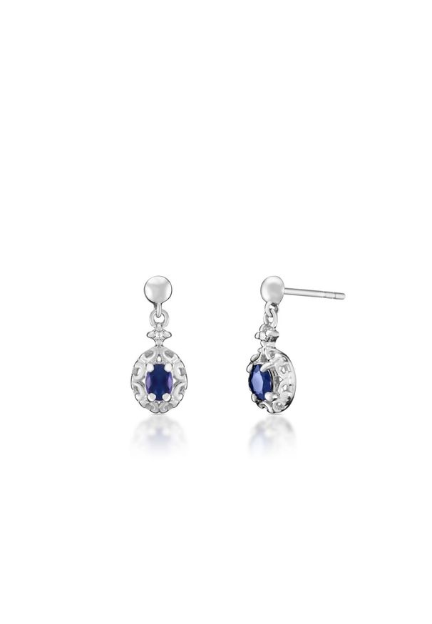 W.KRUK Wyjątkowe Kolczyki Złote - złoto 375, Diament 0,02ct,szafir - ZIN/KB+289B. Materiał: złote. Kolor: złoty. Kamień szlachetny: szafir, diament