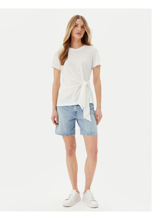 TOMMY HILFIGER - Tommy Hilfiger T-Shirt WW0WW44559 Écru Regular Fit. Materiał: bawełna