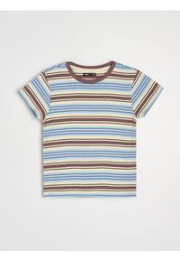 Sinsay - Bawełniana koszulka w paski - brązowy. Kolor: brązowy. Materiał: bawełna. Wzór: paski