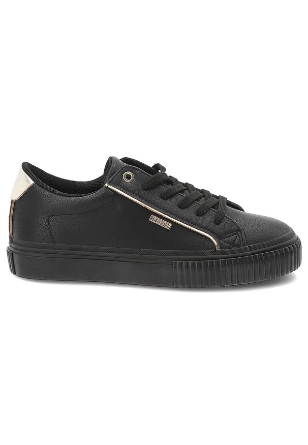 Big-Star - Czarne Sneakersy Big Star Modne Obuwie Damskie. Okazja: na co dzień. Zapięcie: sznurówki. Kolor: czarny. Materiał: materiał