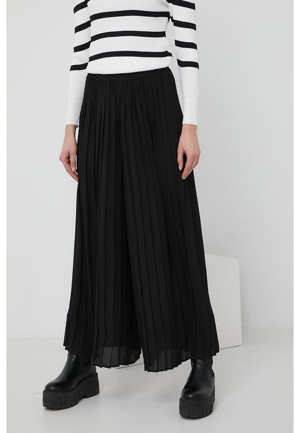 JDY spodnie damskie kolor czarny szerokie high waist. Stan: podwyższony. Kolor: czarny. Materiał: tkanina