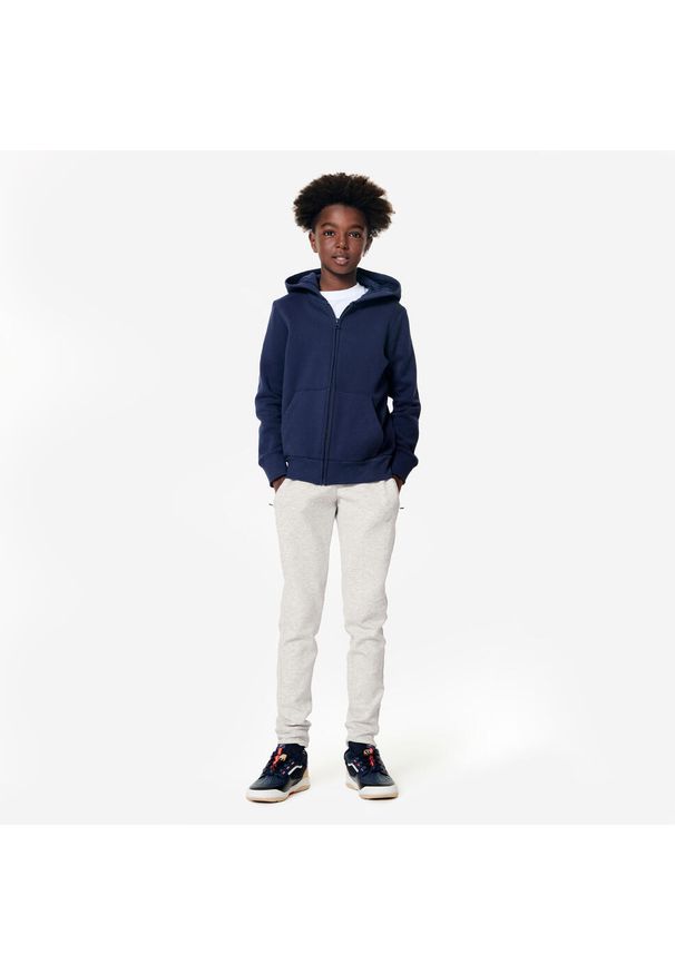 DOMYOS - Spodnie dresowe dla dzieci Domyos unisex. Kolor: szary. Materiał: elastan, bawełna, materiał. Sport: joga i pilates