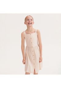 Reserved - Sukienka na ramiączkach - Kremowy. Kolor: kremowy. Materiał: bawełna. Długość rękawa: na ramiączkach #1