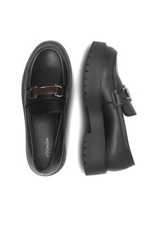 DeeZee Loafersy BLANCHE HY18638-4 Czarny. Kolor: czarny. Materiał: skóra