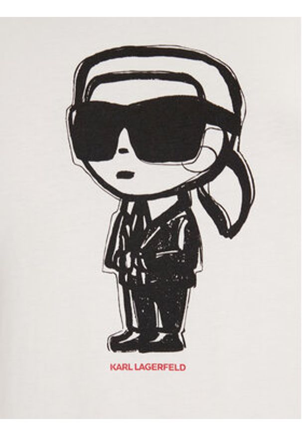 Karl Lagerfeld - KARL LAGERFELD T-Shirt A1W17126 Écru Regular Fit. Typ kołnierza: dekolt w karo. Materiał: bawełna