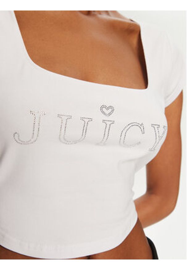Juicy Couture Bluzka Regal JCBCT224831 Biały Slim Fit. Kolor: biały. Materiał: bawełna