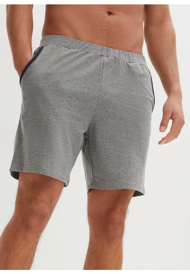 bonprix - Szorty do spania z bawełny (2 pary). Kolor: niebieski, szary. Materiał: bawełna