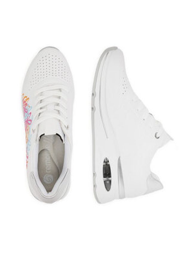 Remonte Sneakersy D2H02-80 Biały. Kolor: biały. Materiał: skóra