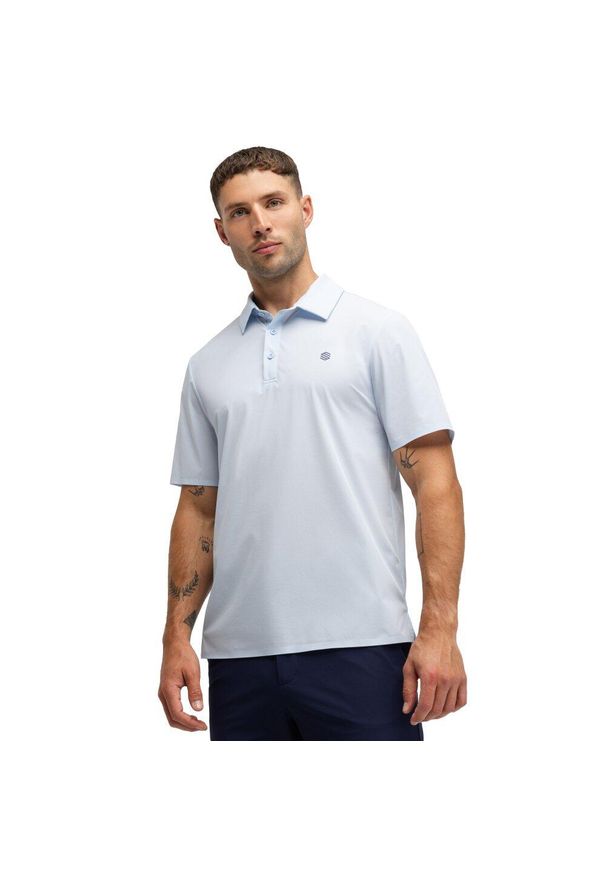 SIROKO - Męska techniczna golfowa koszulka polo Siroko Birkdale Blue. Typ kołnierza: polo. Kolor: niebieski. Materiał: tkanina. Styl: sportowy