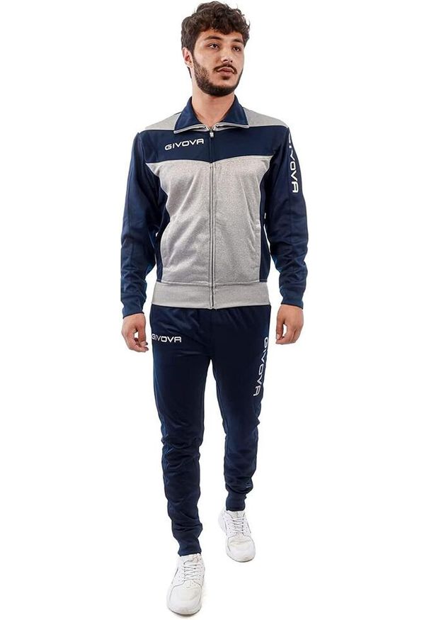 Givova Luxury Sport Set 4xl - jasnoszary/niebieski, oddychający bawełna. Kolor: wielokolorowy, niebieski. Materiał: bawełna. Sport: piłka nożna