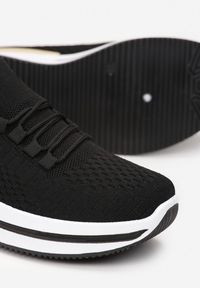 Born2be - Czarne Buty Sportowe Afomia. Nosek buta: okrągły. Kolor: czarny. Materiał: dzianina, materiał. Szerokość cholewki: normalna #4