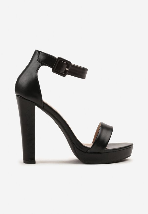 Born2be - Czarne Klasyczne Sandały na Obcasie Odelleza. Okazja: na co dzień. Zapięcie: sprzączka. Kolor: czarny. Sezon: lato. Obcas: na obcasie. Styl: klasyczny. Wysokość obcasa: średni