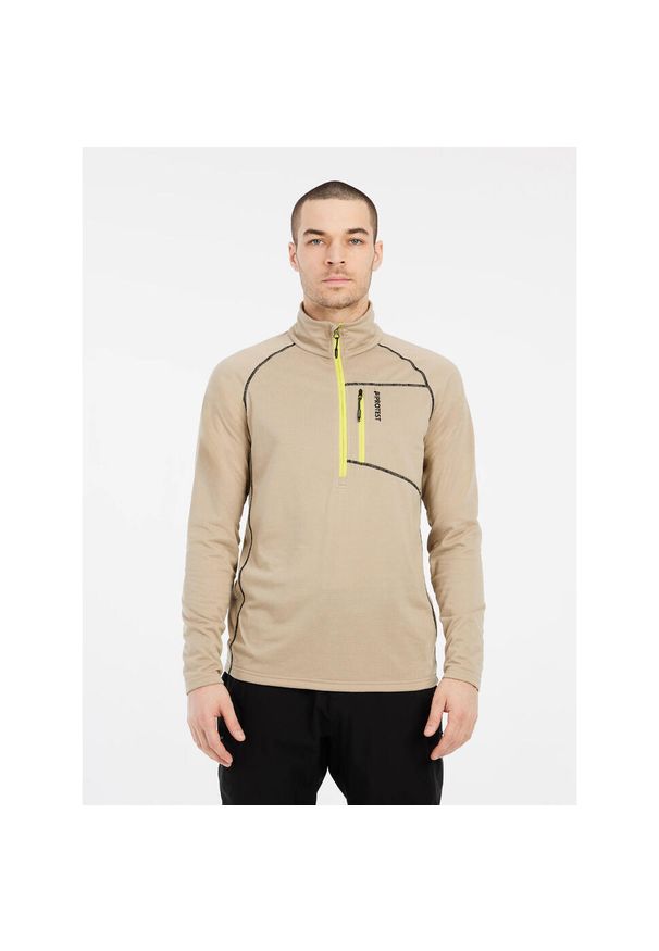 Polar 1/4 zip Protest Kody. Kolor: beżowy, wielokolorowy, brązowy. Materiał: polar. Sezon: zima. Sport: narciarstwo