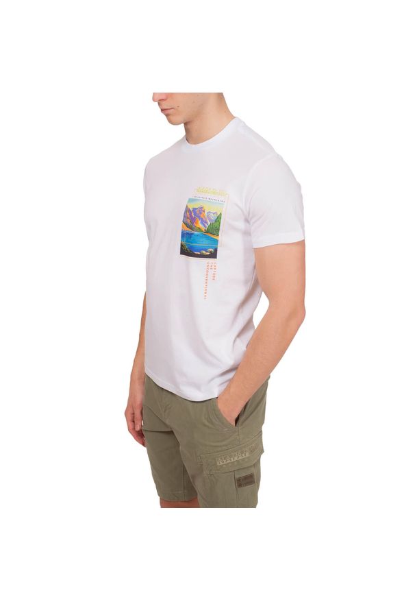 Koszulka męska Napapijri S-Canada. Kolor: biały. Sport: turystyka piesza